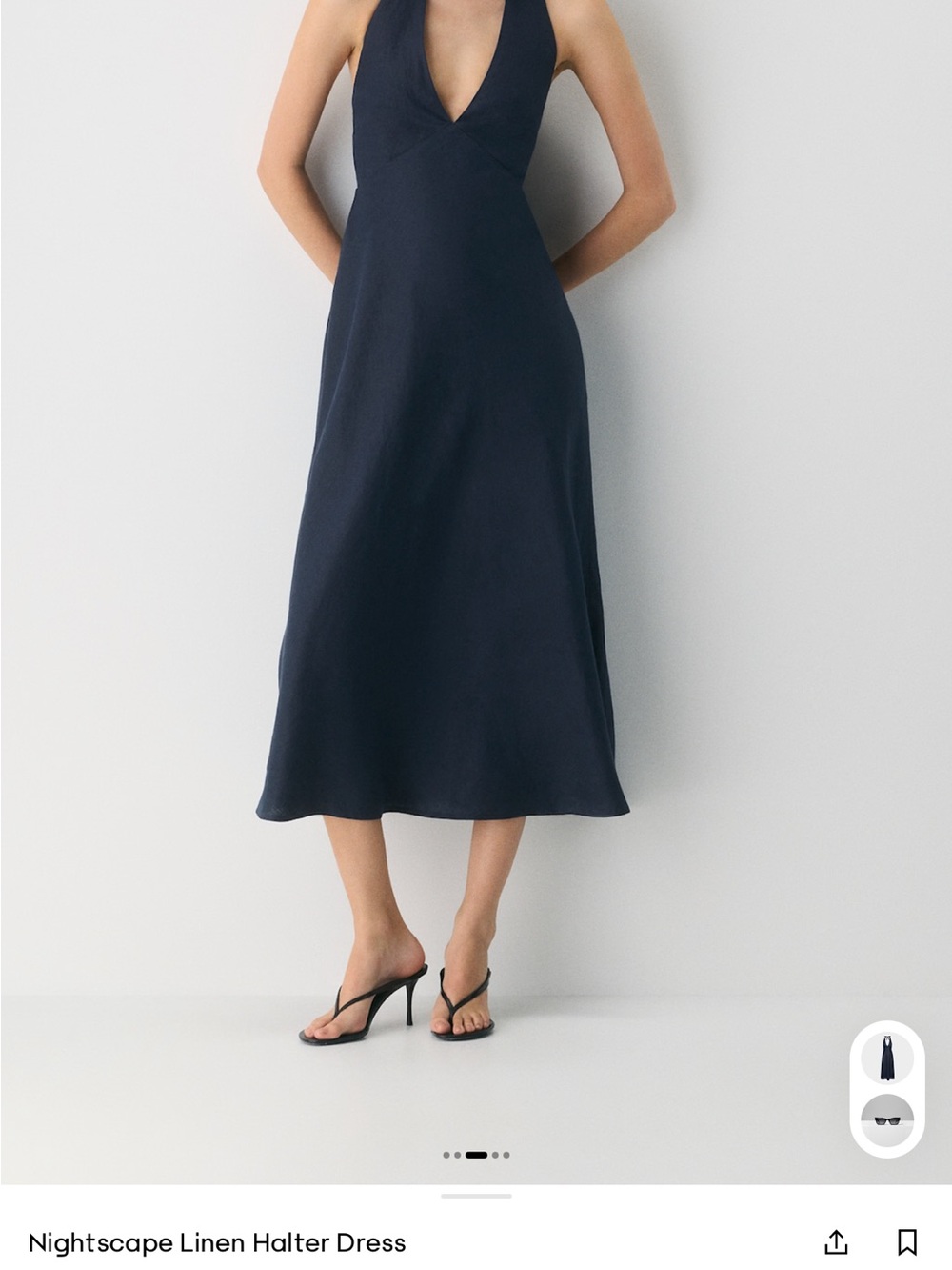 Aritzia Nightscape Linen Halter Dress “Admiral”